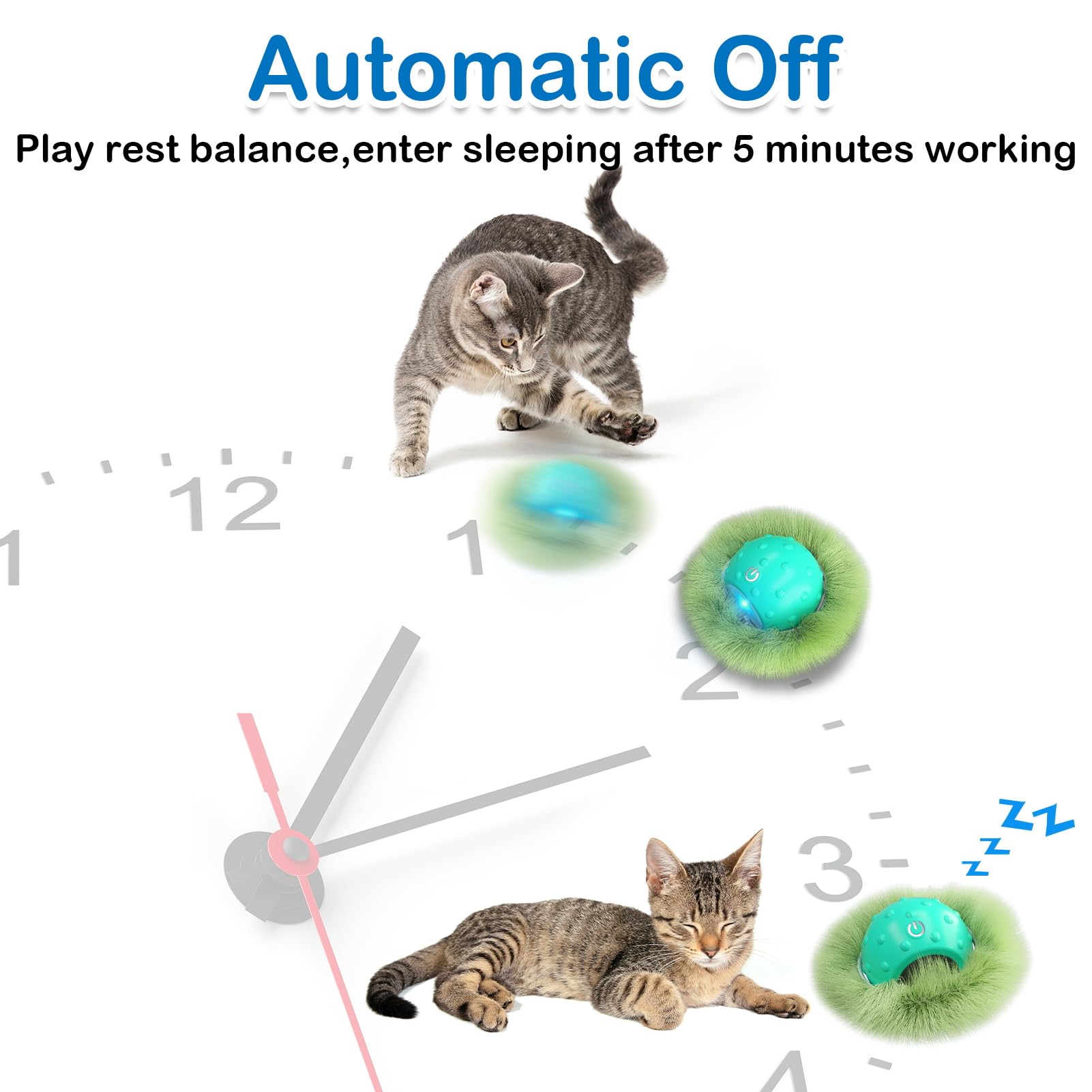Waaiio Interactive Cat Toys For Indoor Cats,Automatic Moving Cat Ball In Pouch,Chirping Stimulation,Hide-N-Seek Chase Exercise G